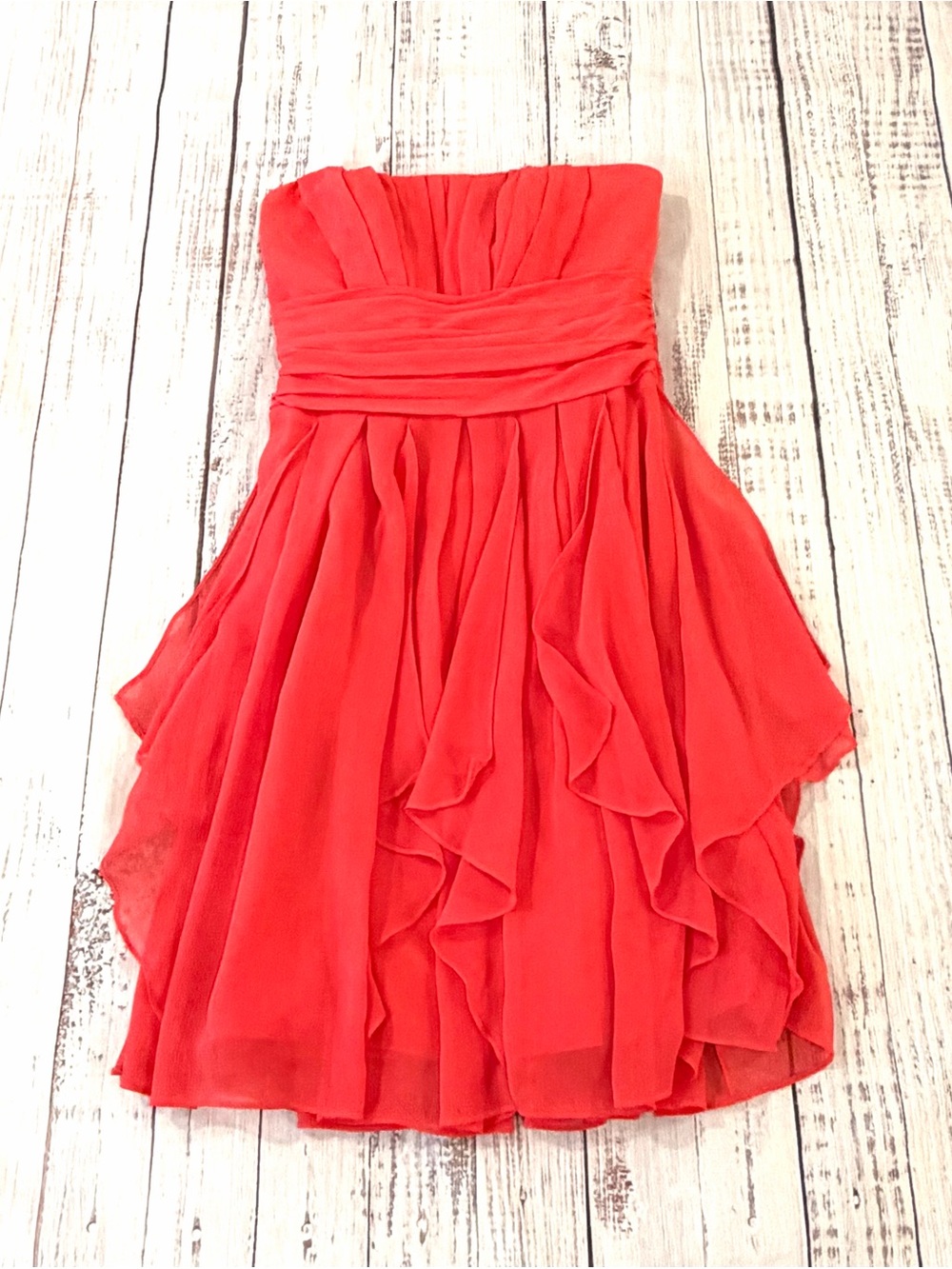 Davids Bridal Coral Bridesmaid Dress strapless Formal Dance HOCO Style: F14169